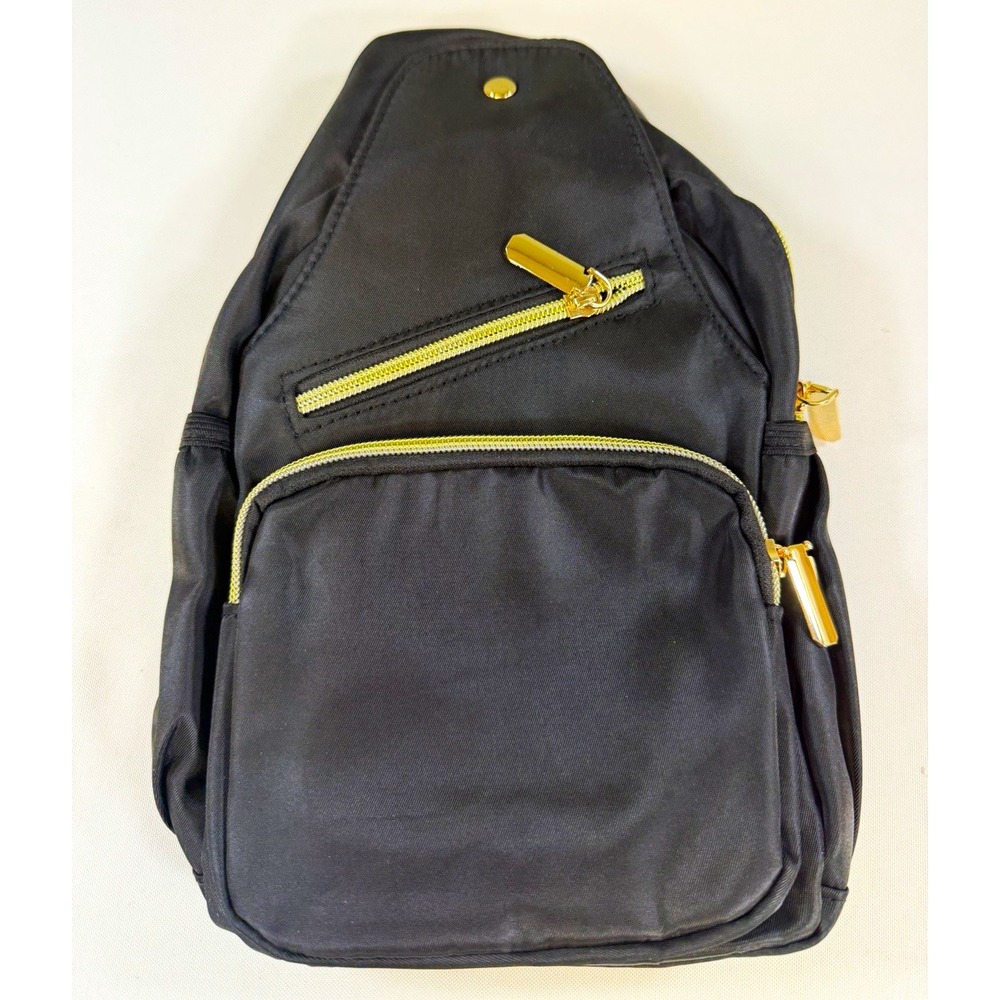 NEW Xsecnua Small Crossbody Sling Bag Black Nylon Mini Backpack Hiking Daypack